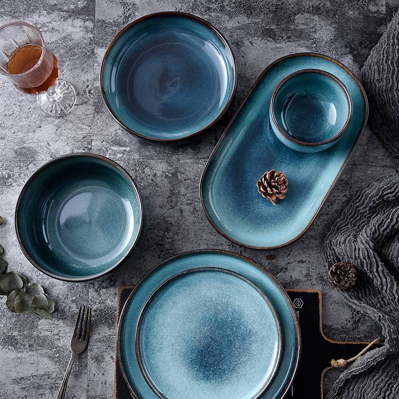 Nordic Bowl Set Japanese Household Ceramic Tableware Hotel Restaurant Plate Bowl Fish Plate Dishes Wholesale